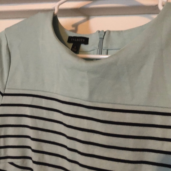 Talbots aqua w/black stripes stretch top small - Picture 2 of 5